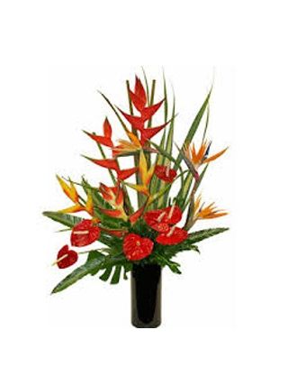 Anthurium And Bird Of Paradise in Vase 15 stems - Fresh Flowers Dubai