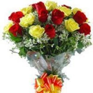 Red And Yellow Roses Bunch - Fresh Flowers Dubai