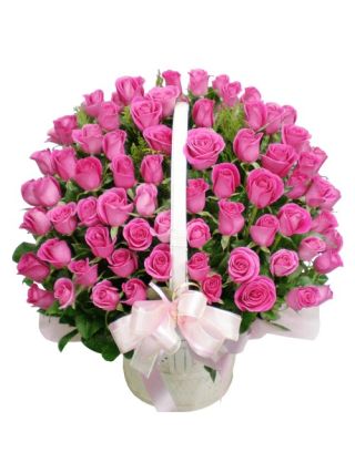 Basket of 100 pink roses  - Fresh Flowers Dubai