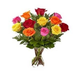 MIX ROSES IN VASE 24 FLOWERS - Fresh Flowers Dubai