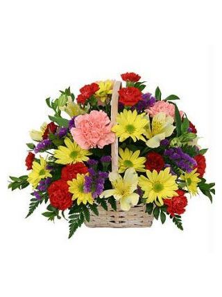 Mix Flowers Beautiful Basket Arrangement - Fresh Flowers Dubai