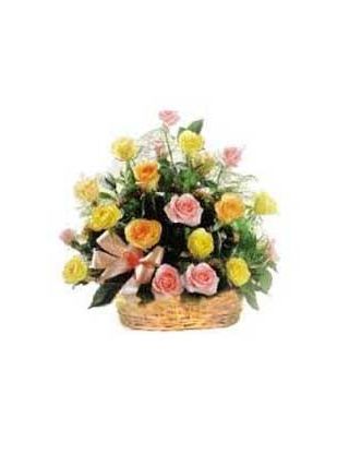 Mix roses basket 18 flowers  - Fresh Flowers Dubai