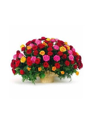 MIX ROSES BASKET 75 FLOWERS - Fresh Flowers Dubai
