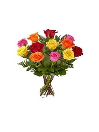 MIX ROSES IN VASE 24 FLOWERS - Fresh Flowers Dubai