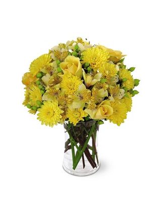 Mix Yellow Flowers in Vase 24 Flowers - Fresh Flowers Dubai