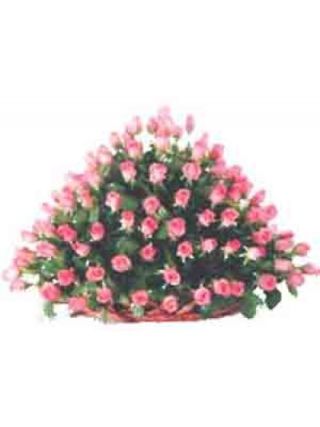 Pink Roses Basket 100 Flowers - Fresh Flowers Dubai