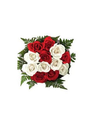Red and White Rose Bouquet - Fresh Flowers Dubai