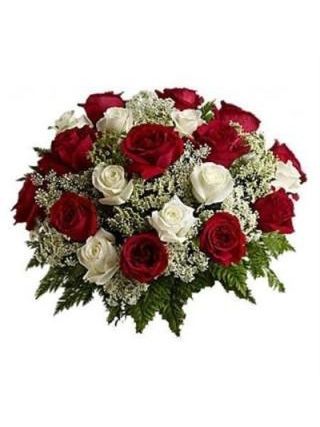 Scintillating Beauty A bouquet of Red and White Roses. Dubai (15 white and 15 Red Roses) - Fresh Flowers Dubai