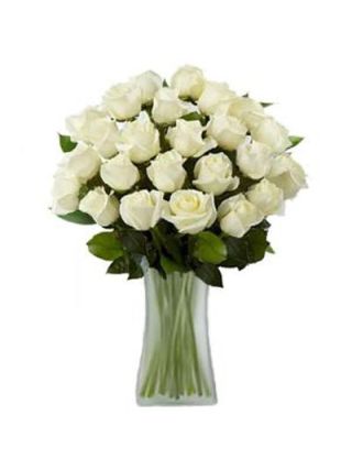 Three Dozen White Roses In Vase  - Fresh Flowers Dubai