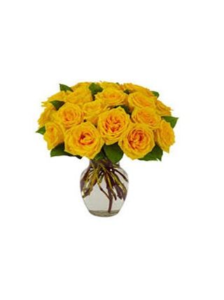 Three Dozen Yellow Roses In Vase - Fresh Flowers Dubai