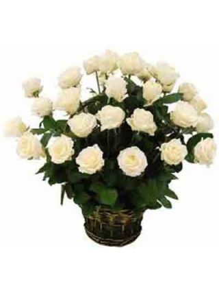 White Roses Basket 20 Stems - Fresh Flowers Dubai