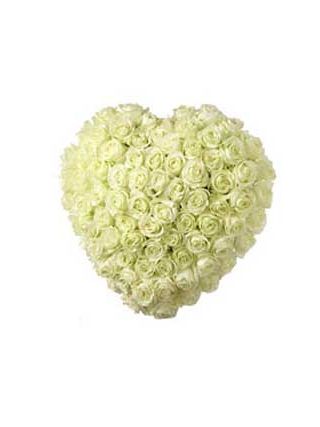 White Roses Heart 100 Stems - Fresh Flowers Dubai