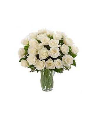White Roses Vase 50 Stems. - Fresh Flowers Dubai