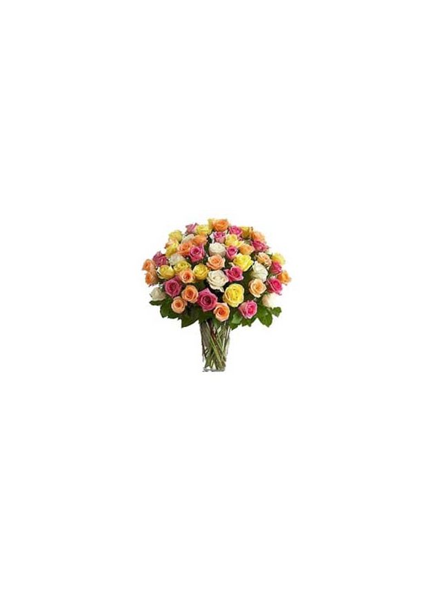 Mixed colour roses in Vase 75 flowers.  - Fresh Flowers Dubai