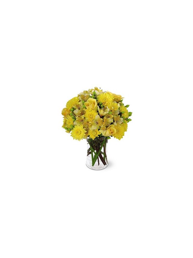 Mix Yellow Flowers in Vase 24 Flowers - Fresh Flowers Dubai