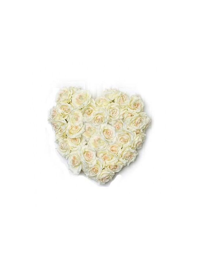 White Roses Heart 50 Flowers - Fresh Flowers Dubai