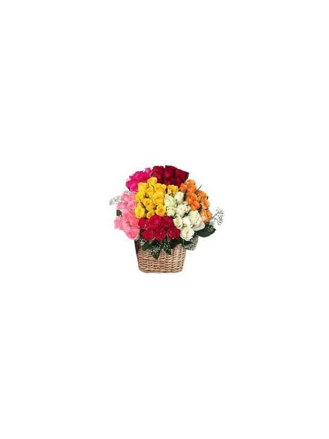 MIX ROSES BASKET 100 FLOWERS - Fresh Flowers Dubai