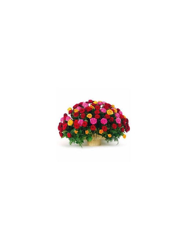 MIX ROSES BASKET 75 FLOWERS - Fresh Flowers Dubai