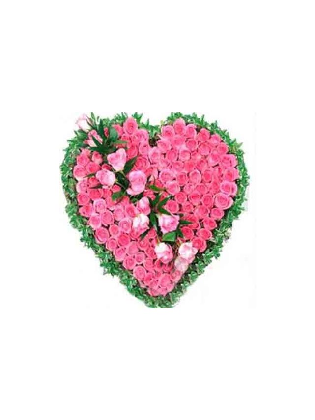 Pink Roses Heart 100 Flowers - Fresh Flowers Dubai