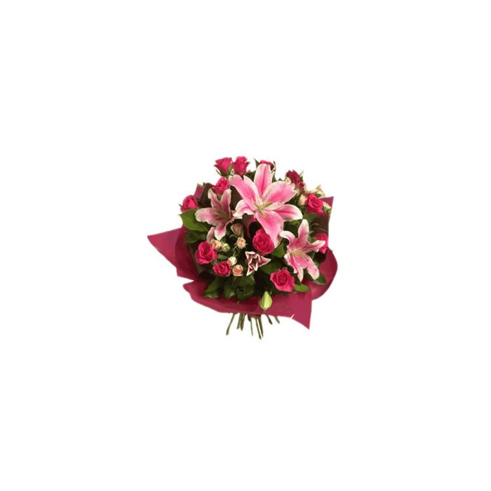 15 Red Roses and Lilies Bouquet