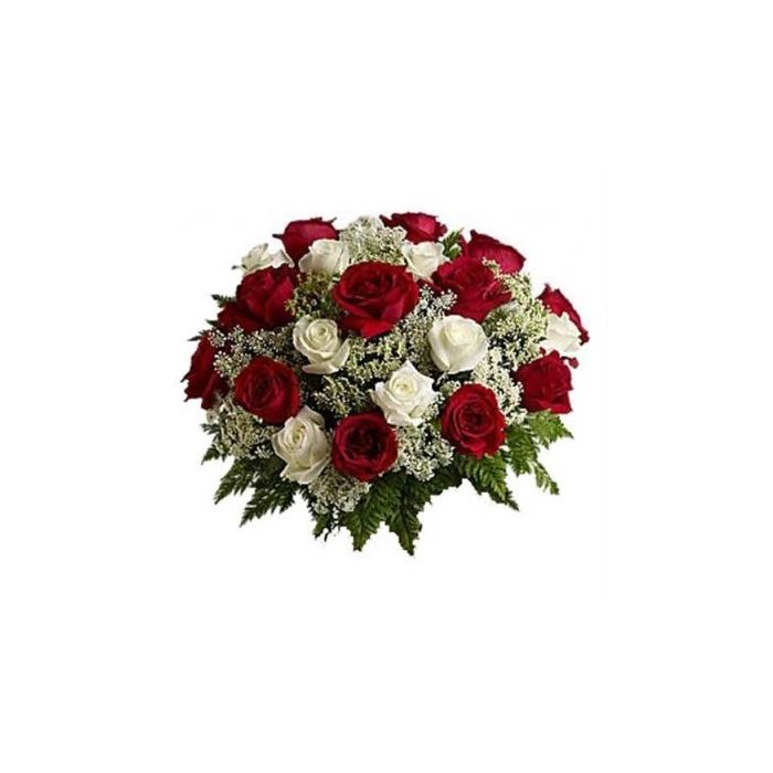 21 RED N WHITE ROSES BUNCH