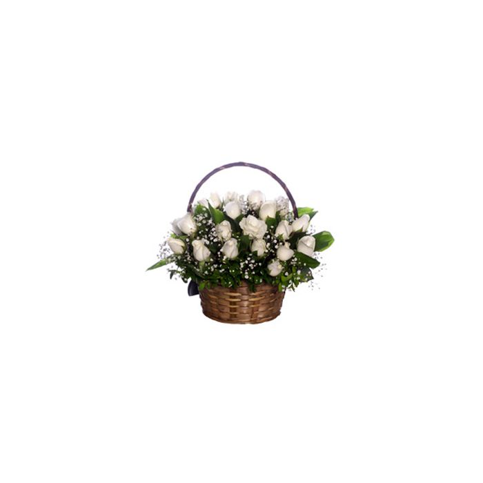 21 White Rose Basket