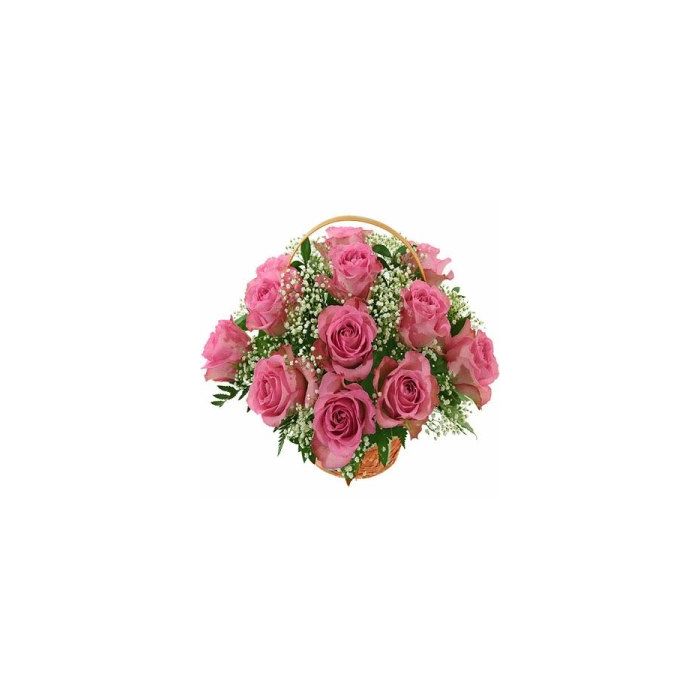  25 Pink Roses Basket