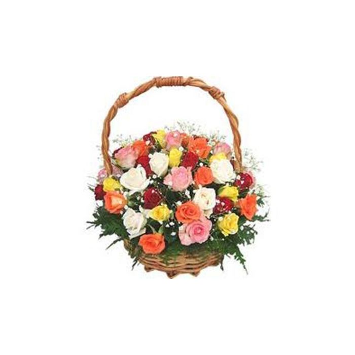 36 MIX ROSES IN BASKET