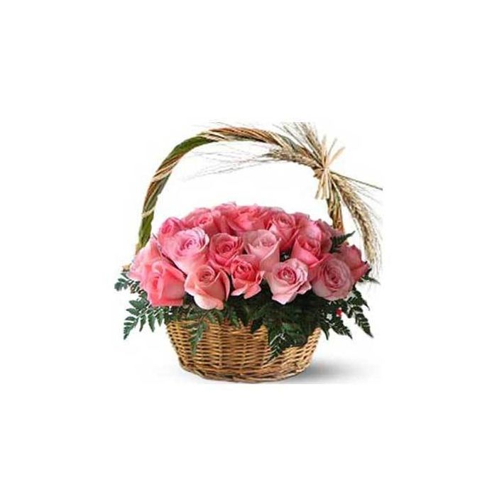 36 Pink Roses Basket