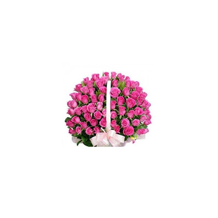 50 Rose Basket Pink