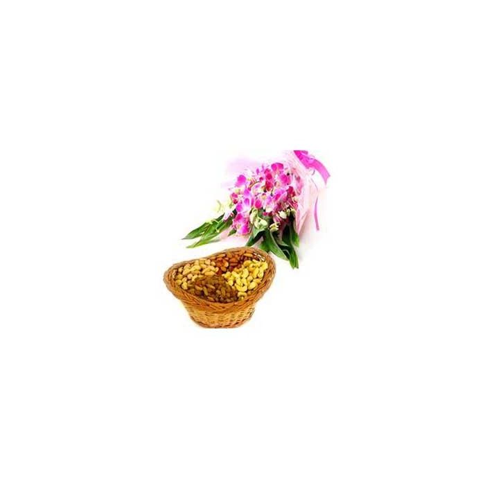 6 purple Orchid ساقه ها با 1 کیلو گرم مخلوط میوه های خشک