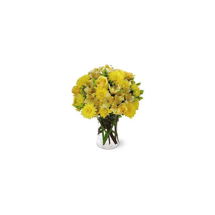 Mix Yellow Flowers in Vase 24 Flowers