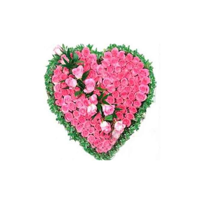 Pink Roses Heart 100 Flowers