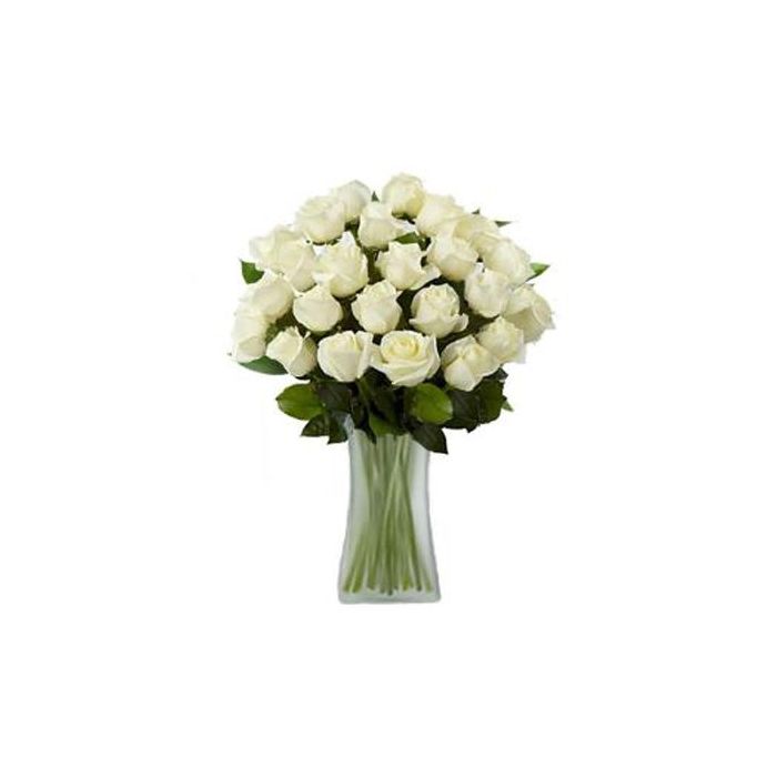 Three Dozen White Roses In Vase 