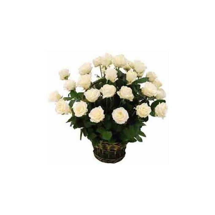 White Roses Basket 20 Stems