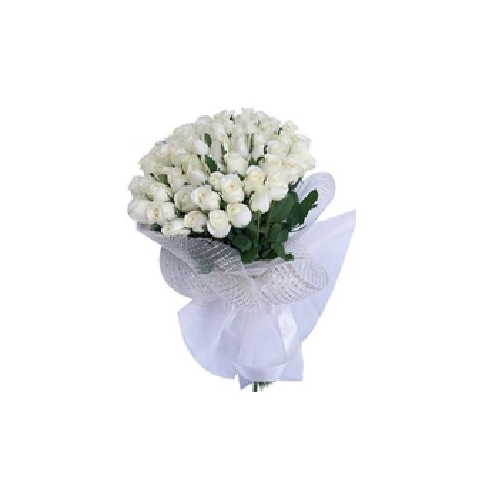 White Roses Bouquet 60 Flowers