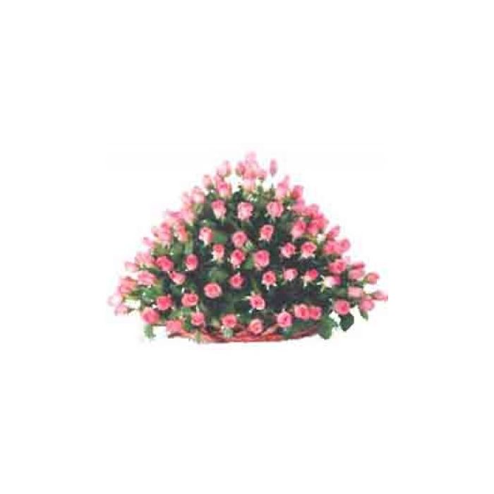 Pink Roses Basket 100 Flowers