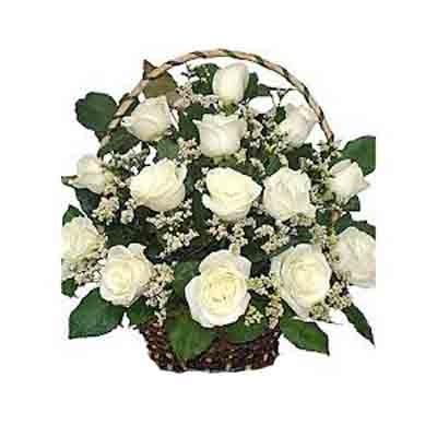 Basket Of 30 White Roses