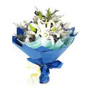Bouquet de 12 lumineuses blanches lys