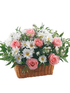 Pink Roses And Chrysanthemum (10 Roses & 6 Chrysanthemums)
