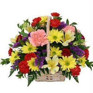 Mix Flowers Beautiful Basket Arrangement