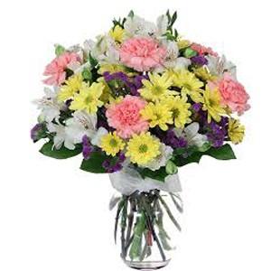 Mixed Flowers in Vase 50 Flowers