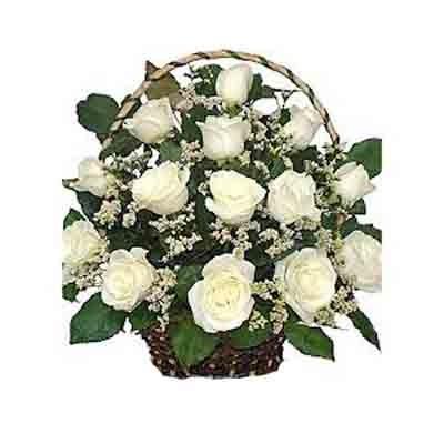 Panier De 30 Roses Blanches