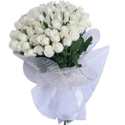 White Roses Bouquet 60 Flowers