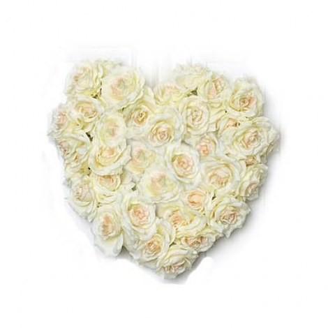White Roses Heart 50 Flowers